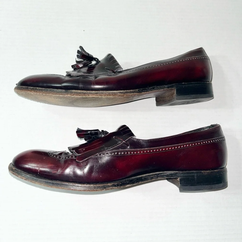 Florsheim Wingtip Tassel Loafers Men’s 10 Brown Burgundy‎ Dress Shoes Office